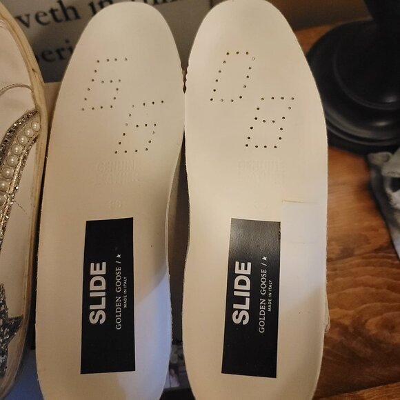 Golden Goose Slides Ombre Pearls White and Pink Silver Glitter Star Size 38 ⭐️ - Picture 9 of 10